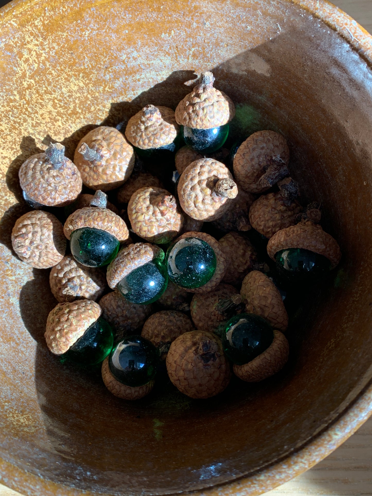 Glass marble acorns set of 12
